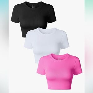 QQQ 3 Piece Crop Top White, Black, Pink, Size Small, Worn Once Great Condition